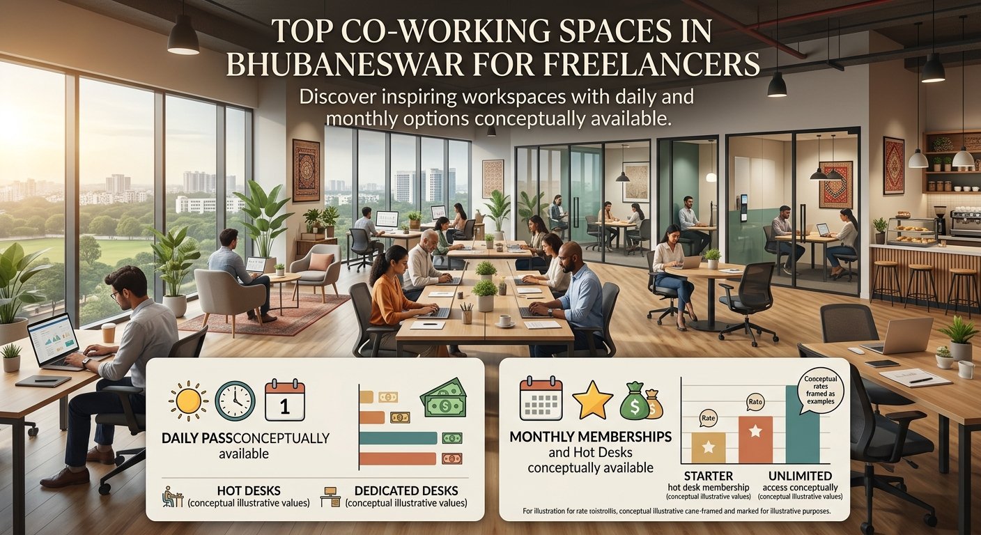 Top co-working spaces in Bhubaneswar for freelancers — daily and monthly rates 2026